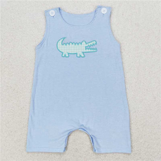 6.27 RTS NO MOQ Baby Boys Summer Bodysuit SR1625 Sleeveless Crocodile Summer Rompers