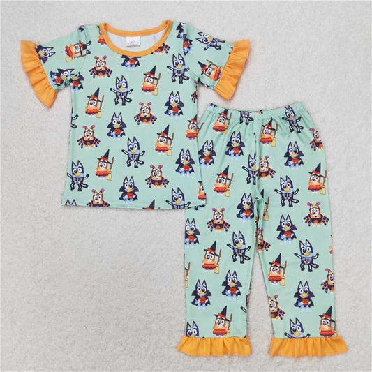 GSPO1573 Baby Girls Halloween Dogs Shirt Tops Pants Pajamas Clothes Sets