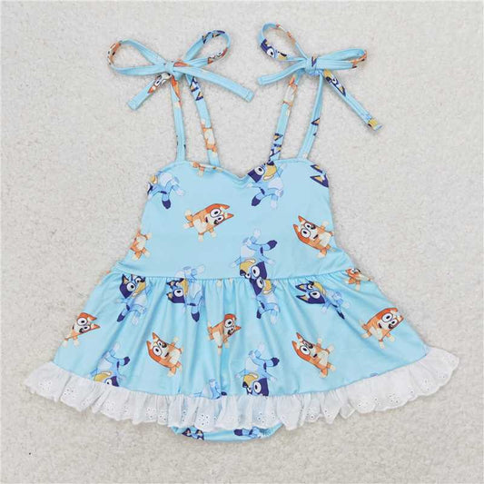 SR1550 Baby Infant Girls Dogs Straps Bummie Rompers