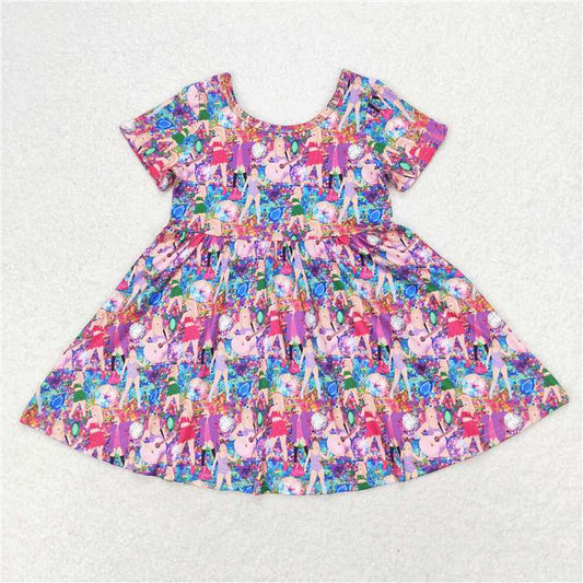 7.22 RTS NO MOQ Summer Baby Girls Dresses GSD1335 Colorful Singer Knee Length Dresses