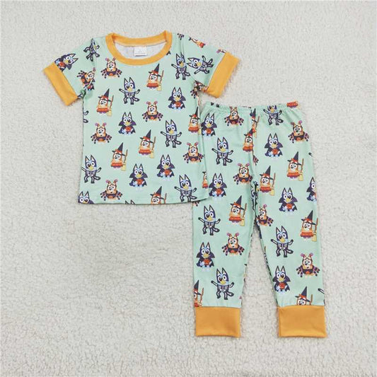 RTS NO MOQ Baby Boys Summer Sets BSPO0408 Halloween Dogs Shirt Pants Pajamas Outfits Clothes Sets