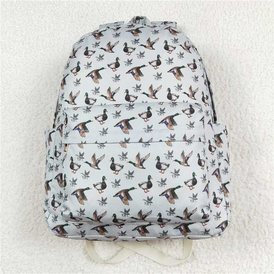RTS NO MOQ Baby Kids Backpacks	BA0197 Ducks Print Grey Backpack Back Bags