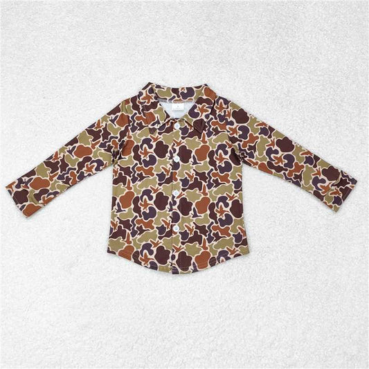 RTS NO MOQ Baby Boys Long Sleeve BT0761 Camo Hunting Button Ups Tee Shirts Tops