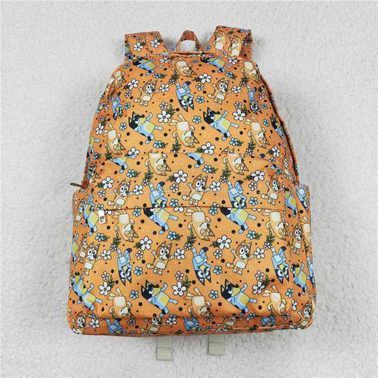 RTS NO MOQ Baby Kids Backpacks BA0213 Dog Orange Flowers Zip Back Bags