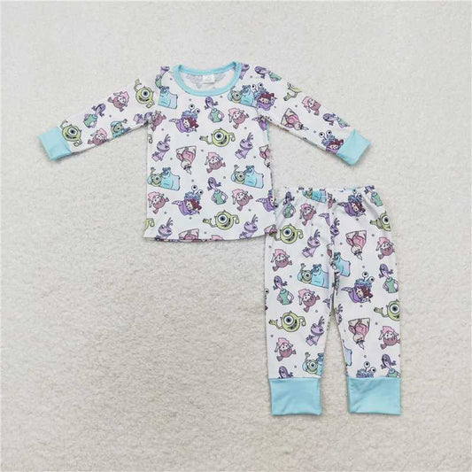 6.26 RTS NO MOQ Baby Boys Sets BLP0631 Blue Top Pants Bamboo Pajamas Clothes Sets