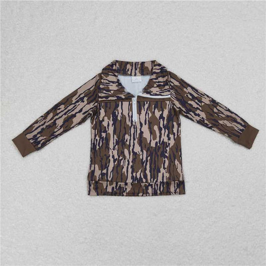 RTS NO MOQ Baby Boys Long Sleeve BT0811 Fall Camo Bottomland Zip Pullovers Tops