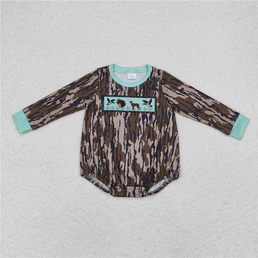 6.4 RTS NO MOQ Baby Boys Bodysuit LR1576 Bottomland Ducks Deers Long Sleeve Rompers
