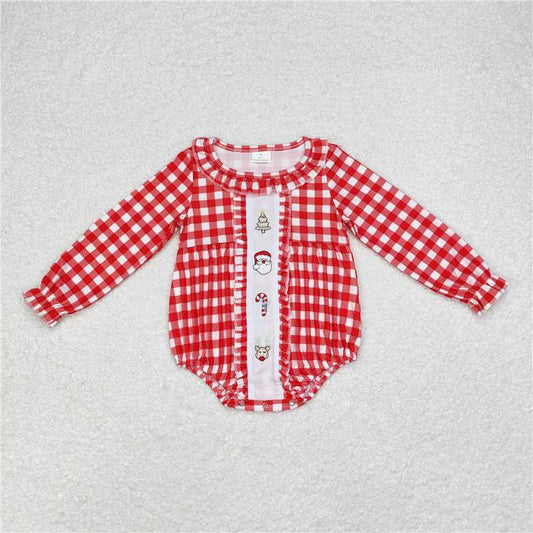 5.19 RTS NO MOQ Baby Girls Bodysuit LR1302 Christmas Santa Tree Long Sleeve Rompers