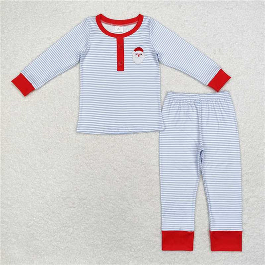 6.26 RTS NO MOQ Baby Boys Sets BLP0677 Christmas Stripes Santa Top Pants Pajamas Clothes Sets