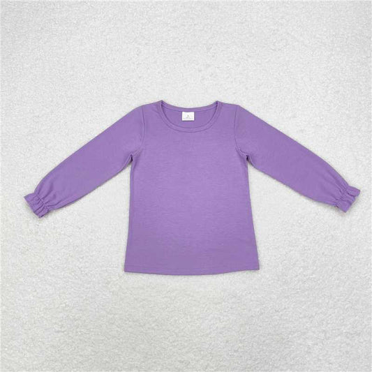RTS NO MOQ Baby Girls Long Sleeve GT0645 Purple Cotton Tee Shirts Tops