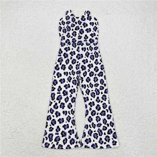 RTS NO MOQ Summer Baby Girls Bodysuit SR1932 Purple Leopard Straps Jumpsuits