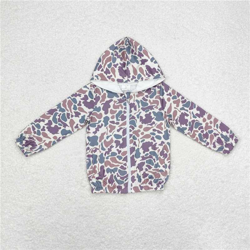 BT0793 Baby Boys Grey Camo Hooded Long Sleeve Zip Jackets Tops