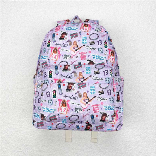 RTS NO MOQ Baby Kids Backpacks BA0238 Lavender Guitar Singer Zip Back Bags