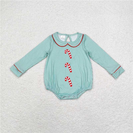 5.19 RTS NO MOQ Baby Girls Bodysuit LR1519 Christmas Candy Cane Long Sleeve Rompers