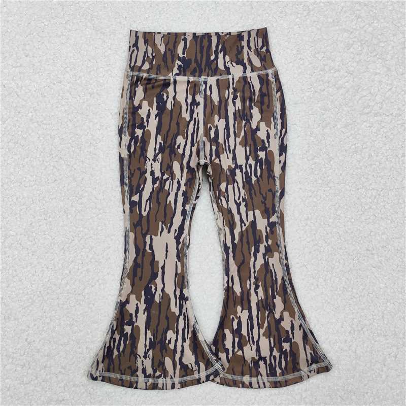 RTS NO MOQ Baby Girls Long Pants P0691 Bottomland Camo Yoga Active Wear Bell Bottoms Pants