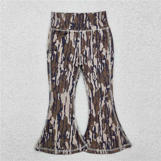 RTS NO MOQ Baby Girls Long Pants P0691 Bottomland Camo Yoga Active Wear Bell Bottoms Pants