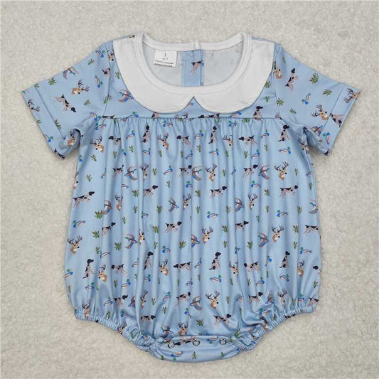 RTS NO MOQ Baby Girls Summer Bodysuit SR2275 Short Sleeve Dog Duck Deer Hunting Rompers