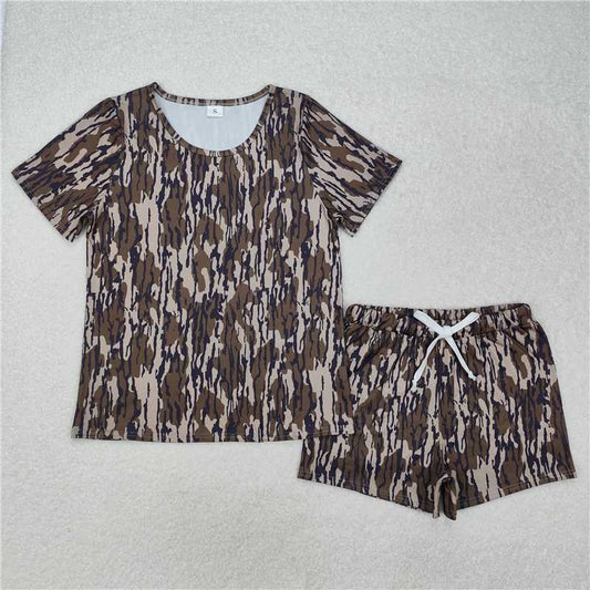 RTS NO MOQ Adult Women Summer Sets GSSO1681 Bottomland Tops Shorts Pajamas