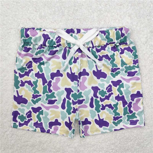 RTS NO MOQ Baby Boys Summer pants SS0433 Mardi Gras Purple yellow green Camo Shorts Bottoms