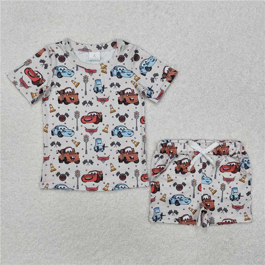 RTS NO MOQ Baby Boys kids Summer sets BSSO1233 Roadblock Pocket Short Sleeve Shorts Set