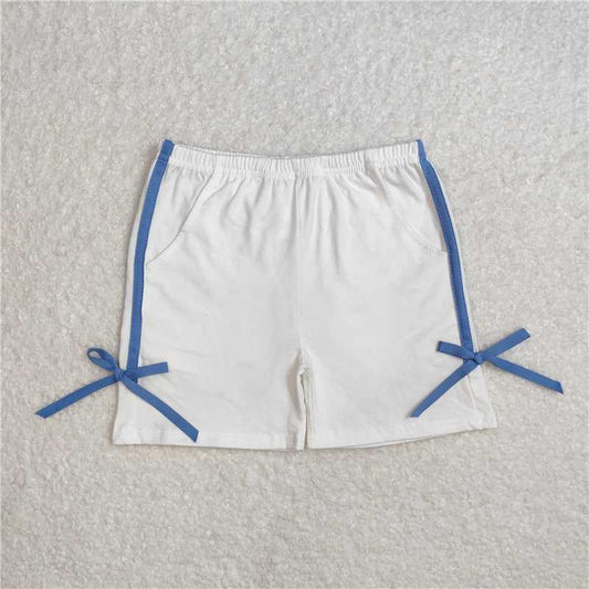 RTS NO MOQ Baby Girls Summer Pants SS0424 White Cotton Bow Sports Shorts Bottoms
