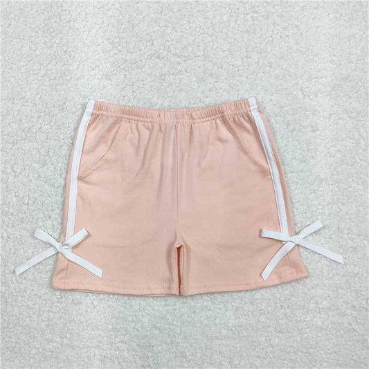 RTS NO MOQ Baby Girls Summer Pants SS0425 Pink Cotton Bows Sports Shorts Bottoms