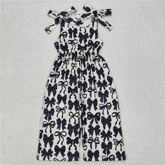 RTS NO MOQ Summer Baby Girls Bodysuit SR2524 Black Cute Bows Straps Pants Jumpsuits