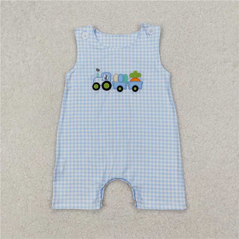 RTS NO MOQ Baby Boys Summer Bodysuit SR2402 Blue Easter Carrots Trucks Sleeveless Rompers