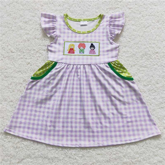 8.2 RTS NO MOQ Summer Baby Girls Dresses GSD0451 Halloween Lavender Plaid Witches Dresses