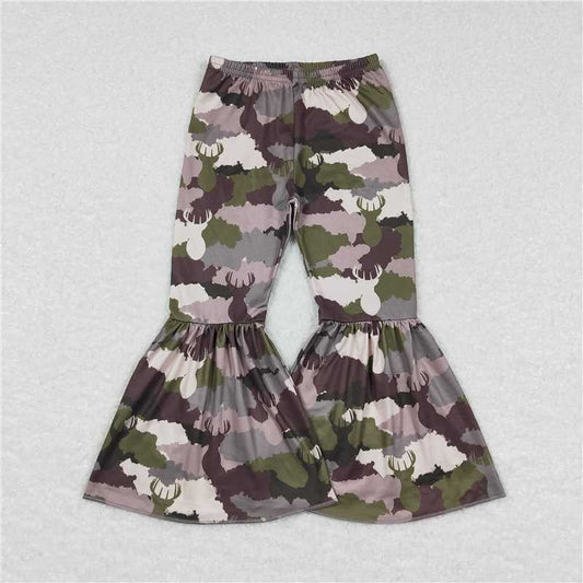 7.18 RTS NO MOQ Baby Girls Long Pants P0310 Camo Deer Hunting Bell Bottom Pants