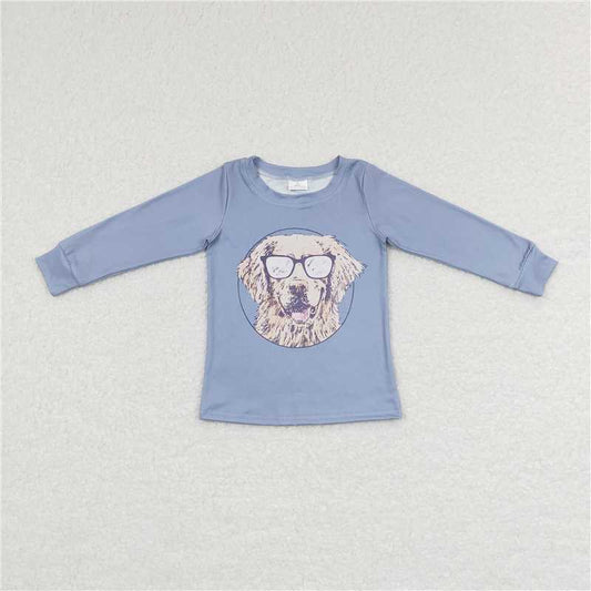 6.30 RTS NO MOQ Baby Boys Long Sleeve BT0391 Blue Dogs Long Sleeve Tee Shirts