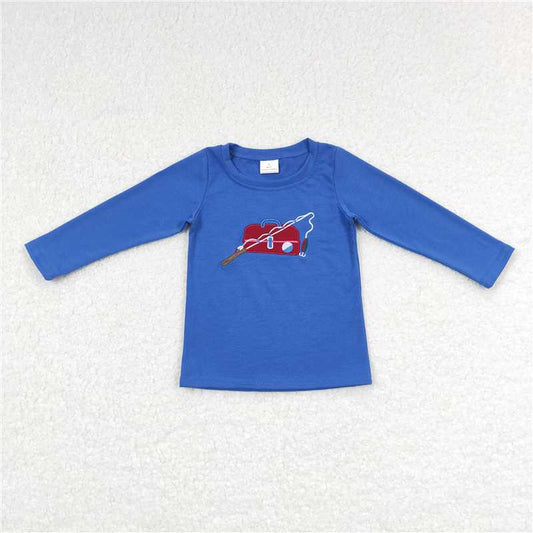 6.30 RTS NO MOQ Baby Boys Long Sleeve BT0364 Fishing Blue Long Sleeve Shirts Tops