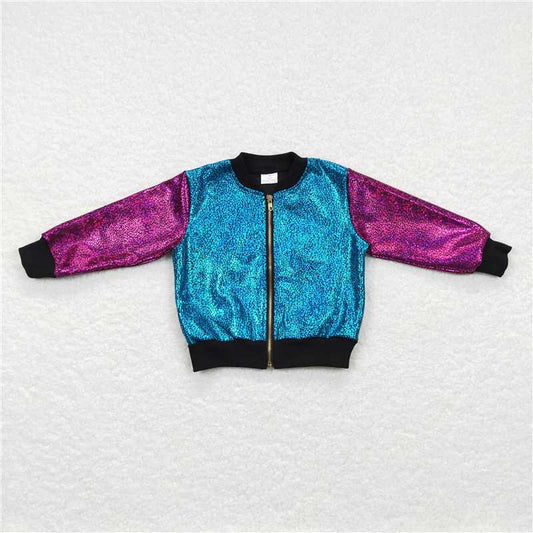 6.30 RTS NO MOQ Baby Boys Long Sleeve BT0292 Blue Color Long Sleeve Sparkle Jackets