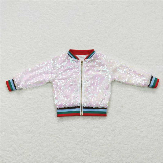 6.30 RTS NO MOQ Baby Boys Long Sleeve BT0294 White Color Long Sleeve Sequin Jackets