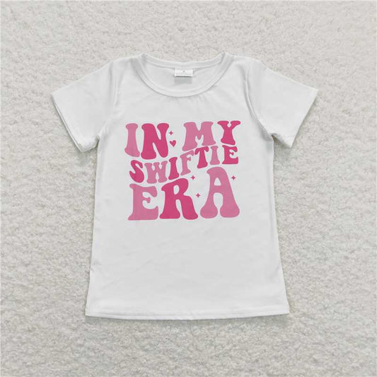 5.20 RTS NO MOQ Summer Baby Girls Short Sleeve GT0437 In My Era Singer White Short Sleeve Tee Shirts Tops