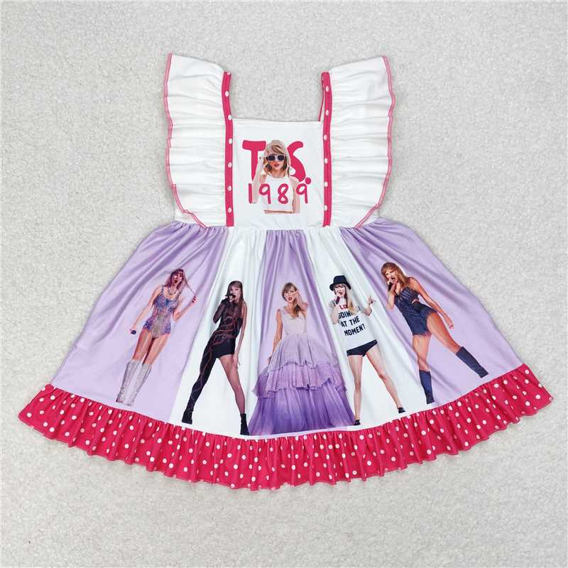 GSD1349 Baby Girls 1989 Singer Ruffle Pink Knee Length Dresses