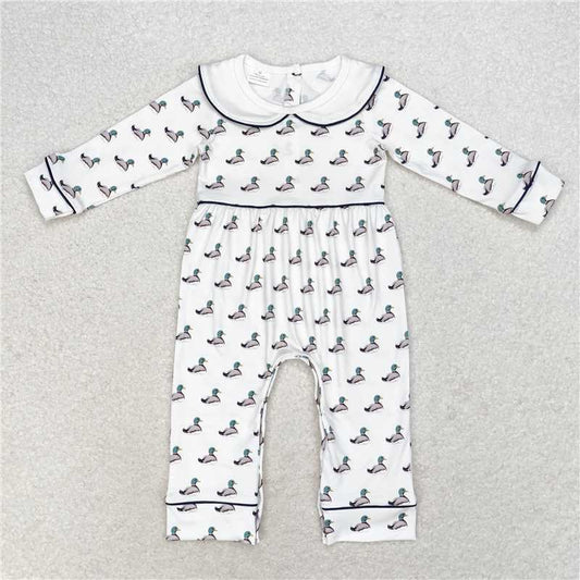 7.12 RTS NO MOQ Baby Girls Bodysuit LR0943 Long Sleeve Ducks Collar Rompers