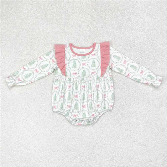 7.12 RTS NO MOQ Baby Girls Bodysuit LR1105 Christmas Tree Long Sleeve Rompers
