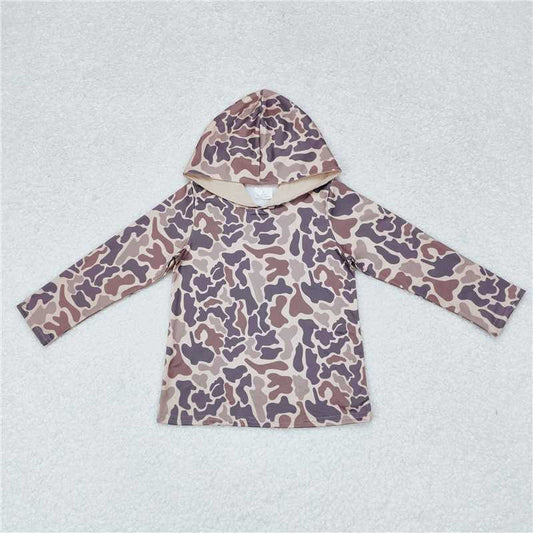 BT0739 Baby Boys Grey Leopard Hooded Long Sleeve Tee Shirts Tops