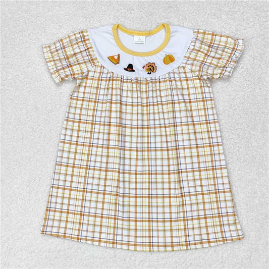 7.22 RTS NO MOQ Summer Baby Girls Dresses GSD1322 Thanksgiving Turkey Knee Length Dresses
