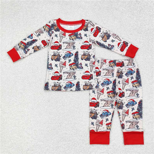 6.26 RTS NO MOQ Baby Boys Sets BLP0595 Christmas Cars Top Pants Pajamas Clothes Sets