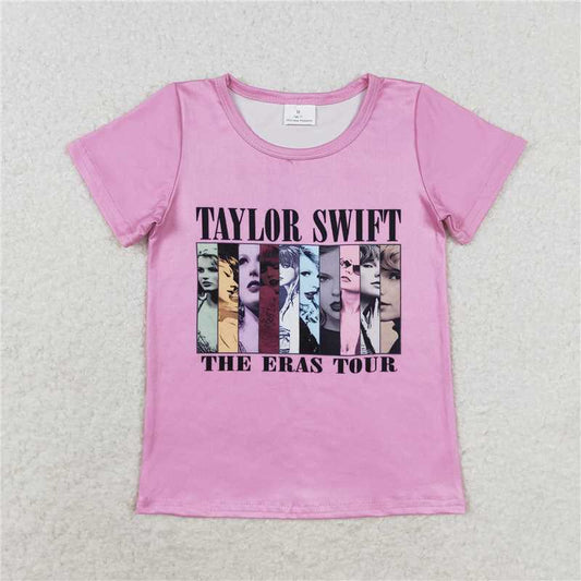 RTS NO MOQ Summer Baby Girls Short Sleeve GT0690 Pink  Short Sleeve Tee Shirts Tops