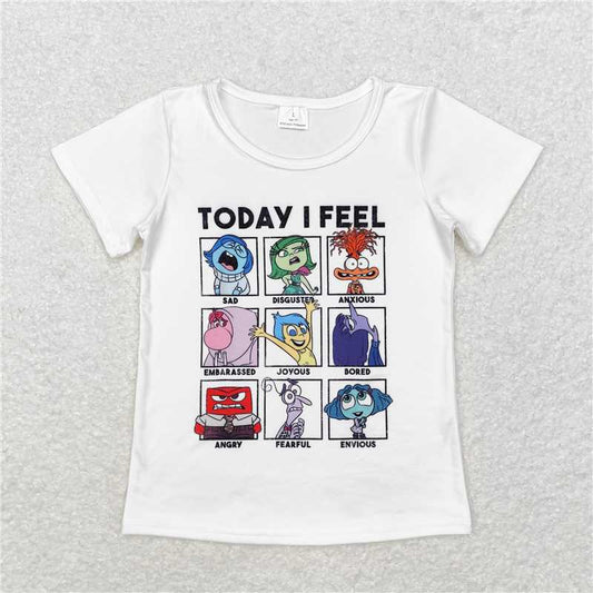 RTS NO MOQ Summer Baby Girls Short Sleeve GT0674 Today I Feel Short Sleeve Tee Shirts Tops