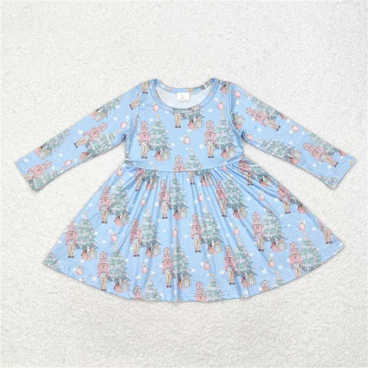 GLD0722 Baby Girls Christmas Tree Soldier Knee Length Dresses