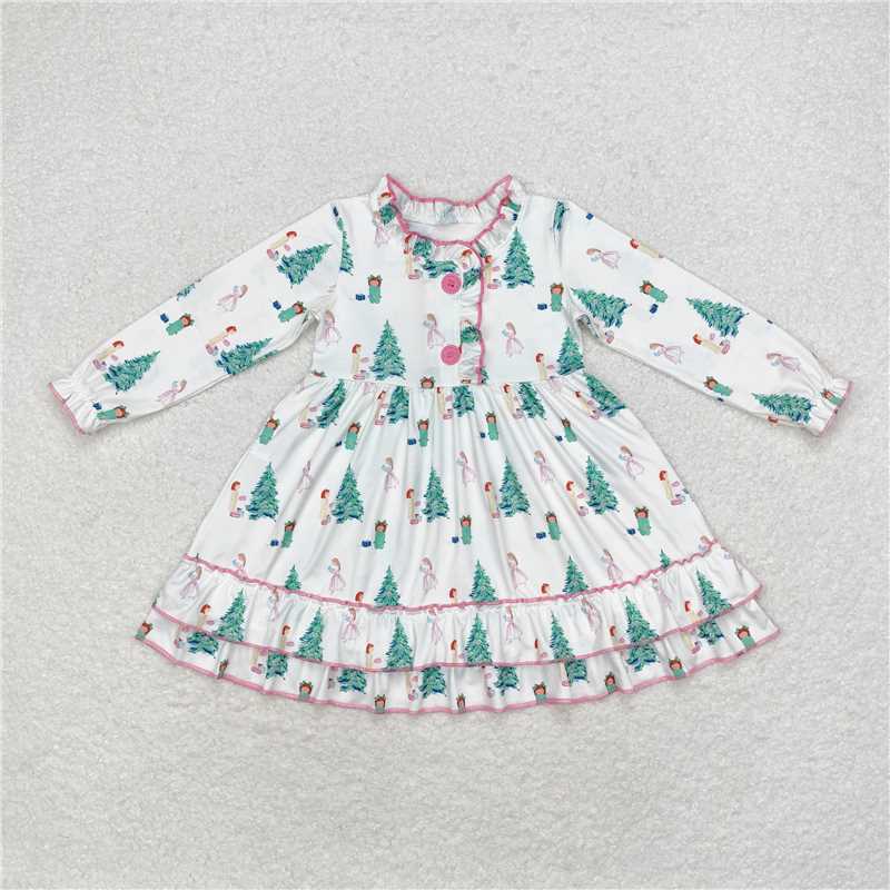 GLD0622 Baby Girls Christmas Tree Gifts Knee Length Gown Dresses