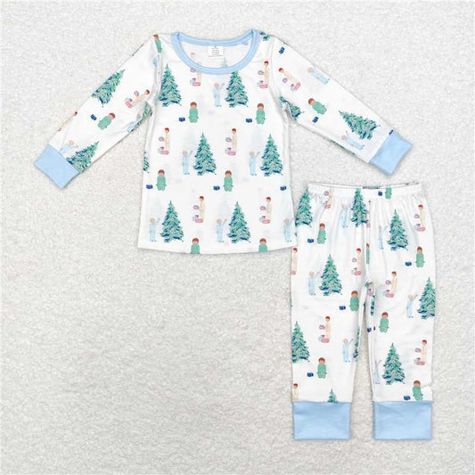 BLP0633 Baby Boys Christmas Tree Gifts Bamboo Pajamas Clothes Sets