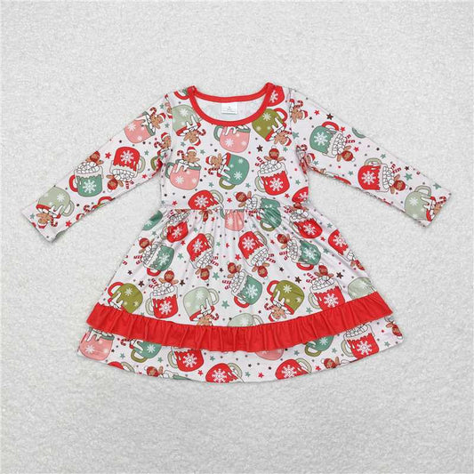 GLD0732 Baby Girls Christmas Cups Gingerbread Knee Length Dresses