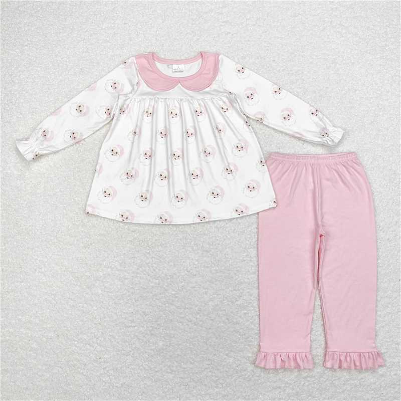 GLP1531 Baby Girls Christmas Santa Top Pink Pants Outfit