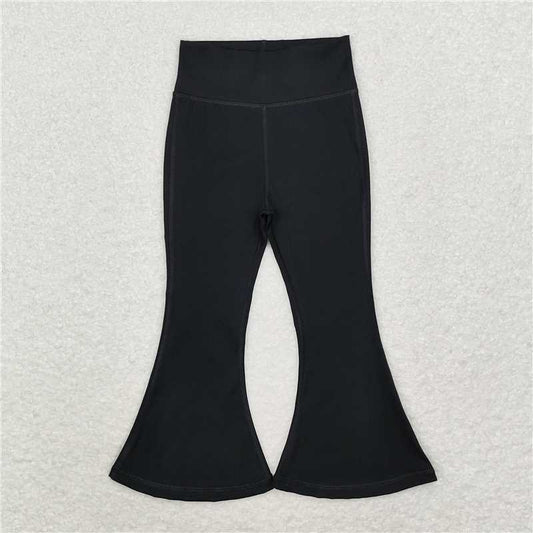 RTS NO MOQ Baby Girls Long Pants P0578 Black Yoga Active Wear Bell Bottom Pants