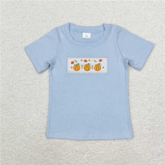 5.21  RTS NO MOQ Summer Baby Boys Shirt BT0833 Baby Boys Fall Pumpkin Leaves Short Sleeve Tee Shirts Tops
